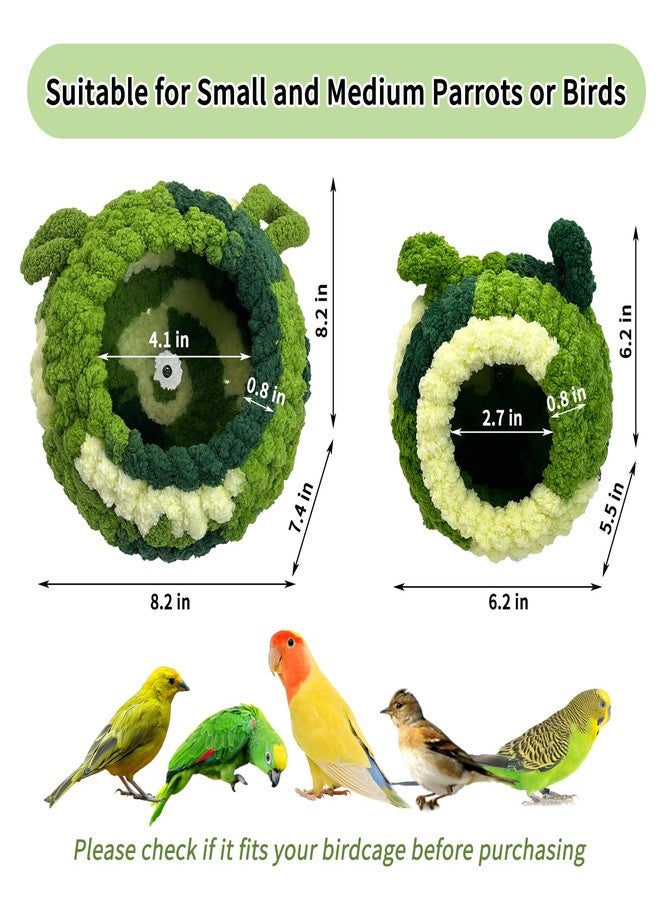 Hamiledyi Bird Nest Warm Snuggle Hut Bird Bed Fluffy Bird Sleeping Bed Parrot Nest Hammock Bird Shed Hut House Plush Snuggle Bird Hammock for Parakeets Cockatiels Conures Lovebirds (Green, Large) - Image 2